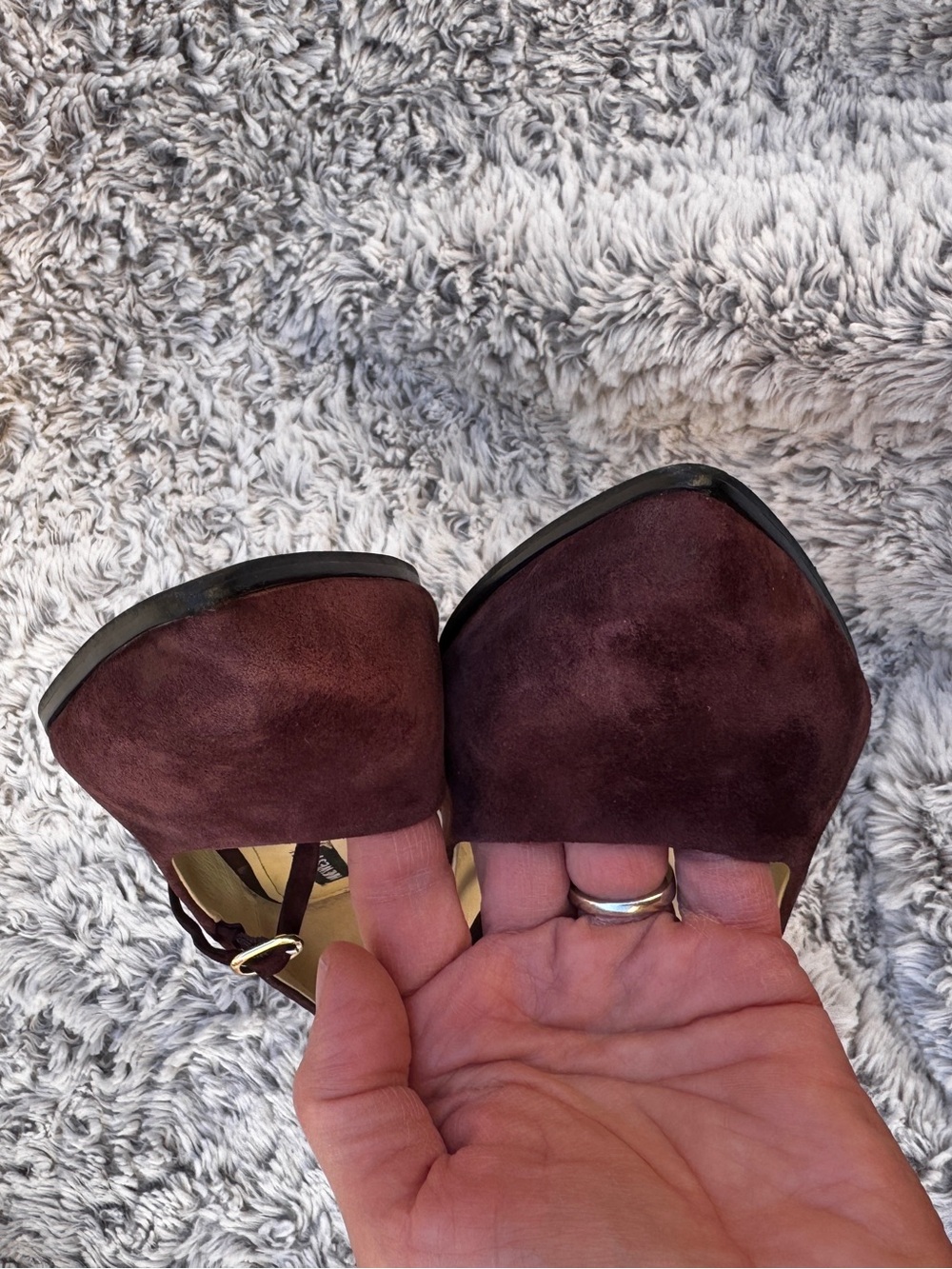 Nine West Burgundy Suede Mary Jane Block Heel Pumps size 9.5 - Picture 7 of 8